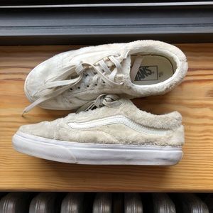 Fuzzy White Vans Sneakers